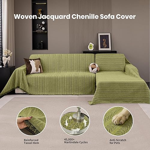 Miniatura 28 de Nobildonna Funda de felpilla lavable para sofá de 3 plazas, funda protectora de muebles para sala de estar, beige, 71 x 134 pulgadas Beige,Marfil