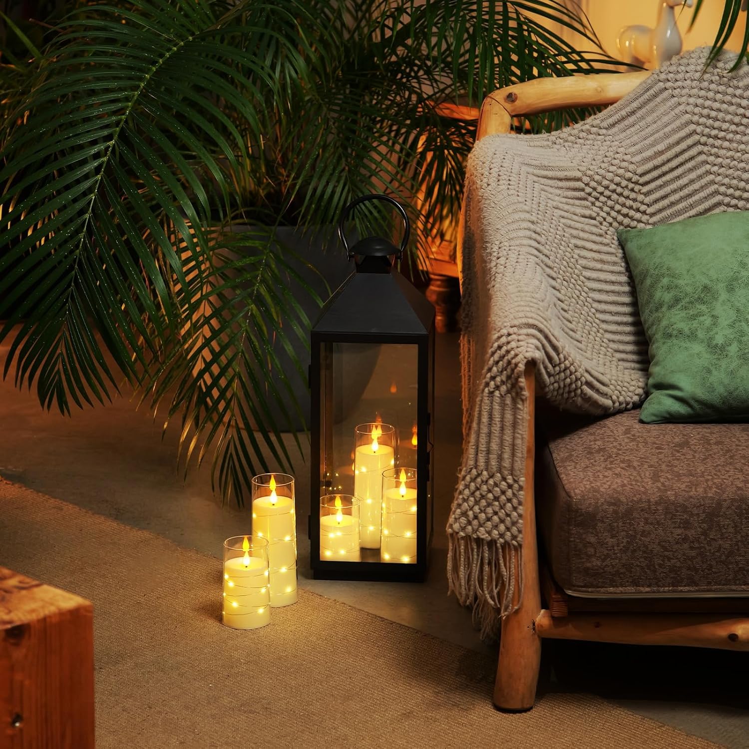 Homemory Pure White Flameless Candles with Embedded Star String Fairy Lights, Battery Operated Candle, LED Candles, Fake Candles with Remote Control and Timer, Set of 5(H4 5 6 8 8)