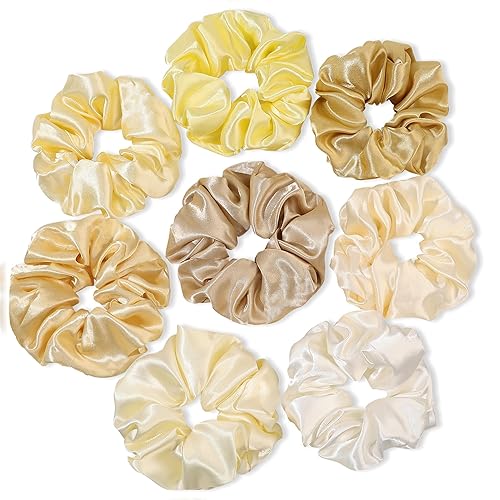 Ivyu Coleteros para cabello de mujer, bandas de satén para el cabello, 4 piezas, coleteros grandes para cabello grueso y rizado, soportes para