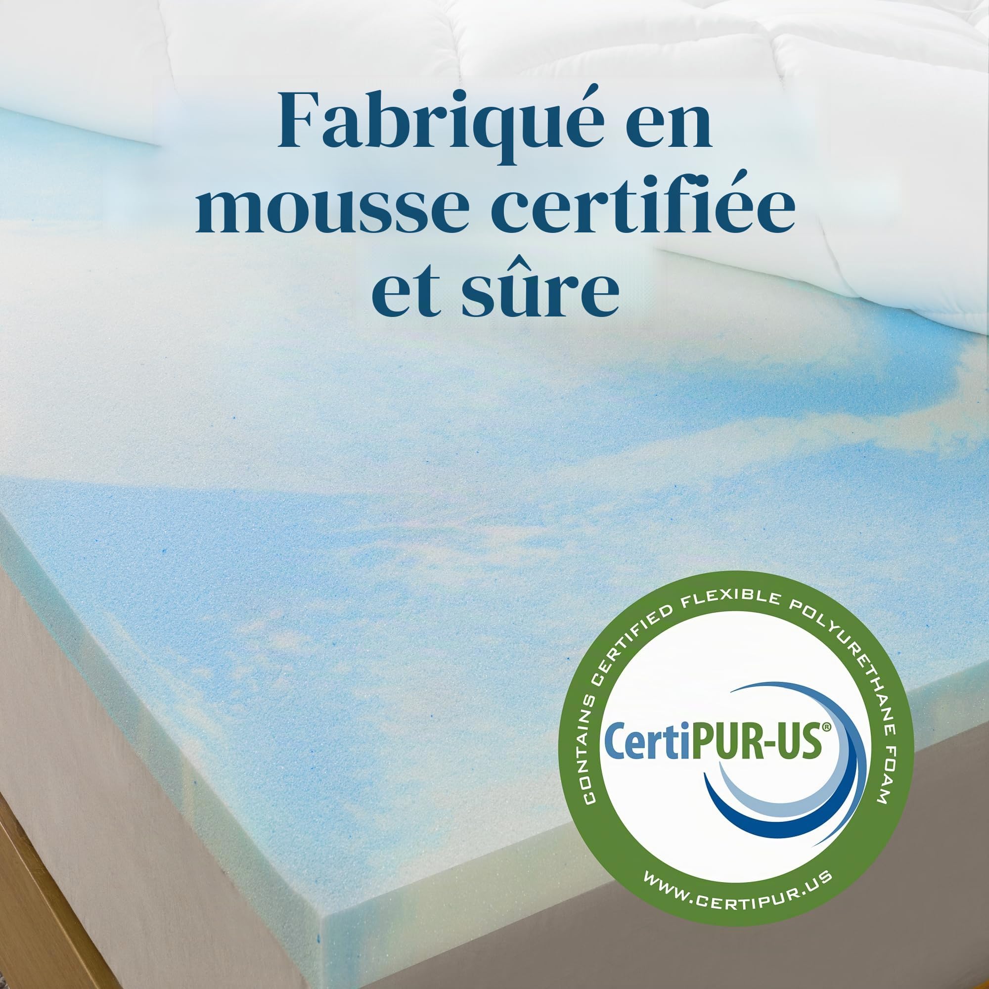 Zinus Surmatelas en Mousse viscoélastique - 140 x 200 cm - Épaisseur 10 cm - Design à cellules Ouvertes - Certifié Oeko-Tex - Respirant et orthopédique - Confort Ergonomique - Résistance Moyenne -