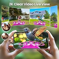 Vista 10 de Soliom Hummingbird Feeder with Camera, Smart Bird Feeder Camera with 2K Live View AI Identify Species, Leak Proof & Ant Moat & Bee Proof, Outdoor Red