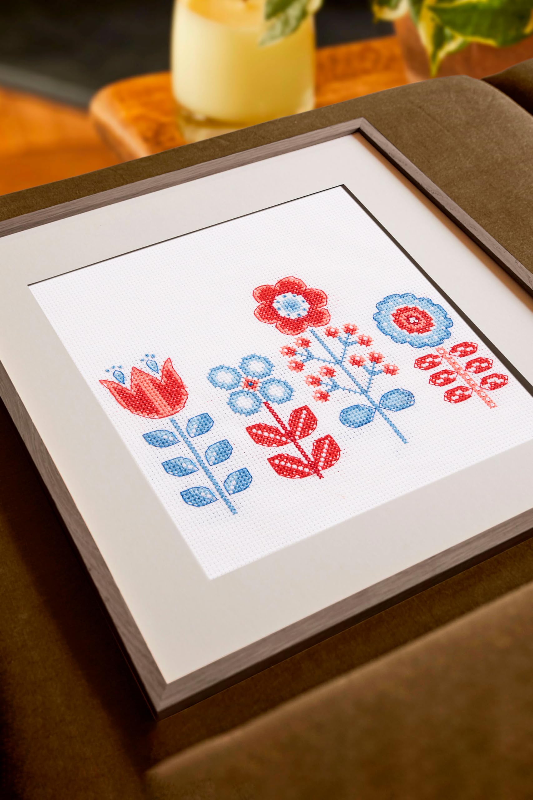 Dmc Multicolor Cross Stitch Kit Folk Flowers By Jo Aston - Easy
