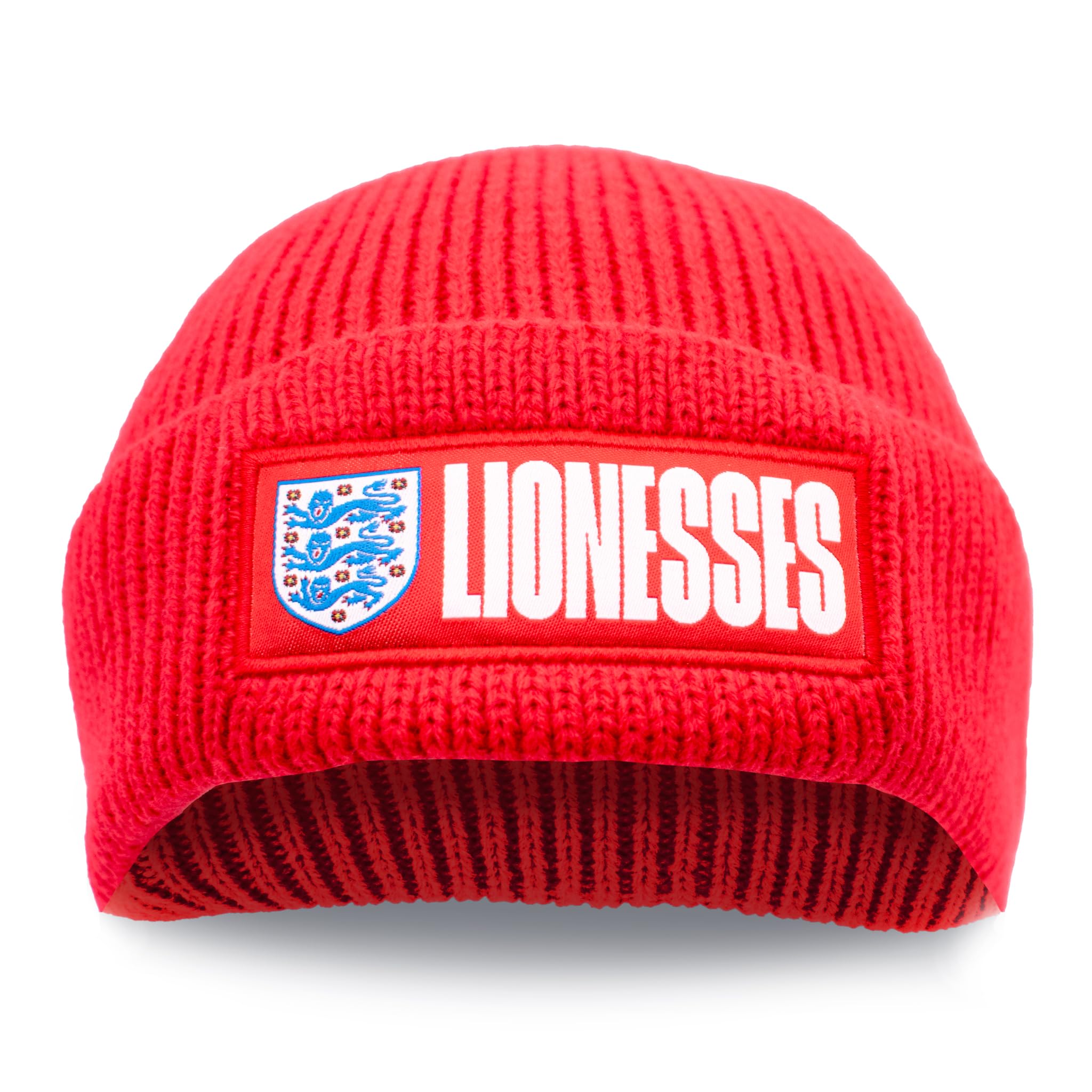 Hy-Pro Officially Licensed Lioness Beanie Hat - Warm & Comfortable Winter Beanie Hats for Football Supporters - Cosy Red Hat with Team Logo