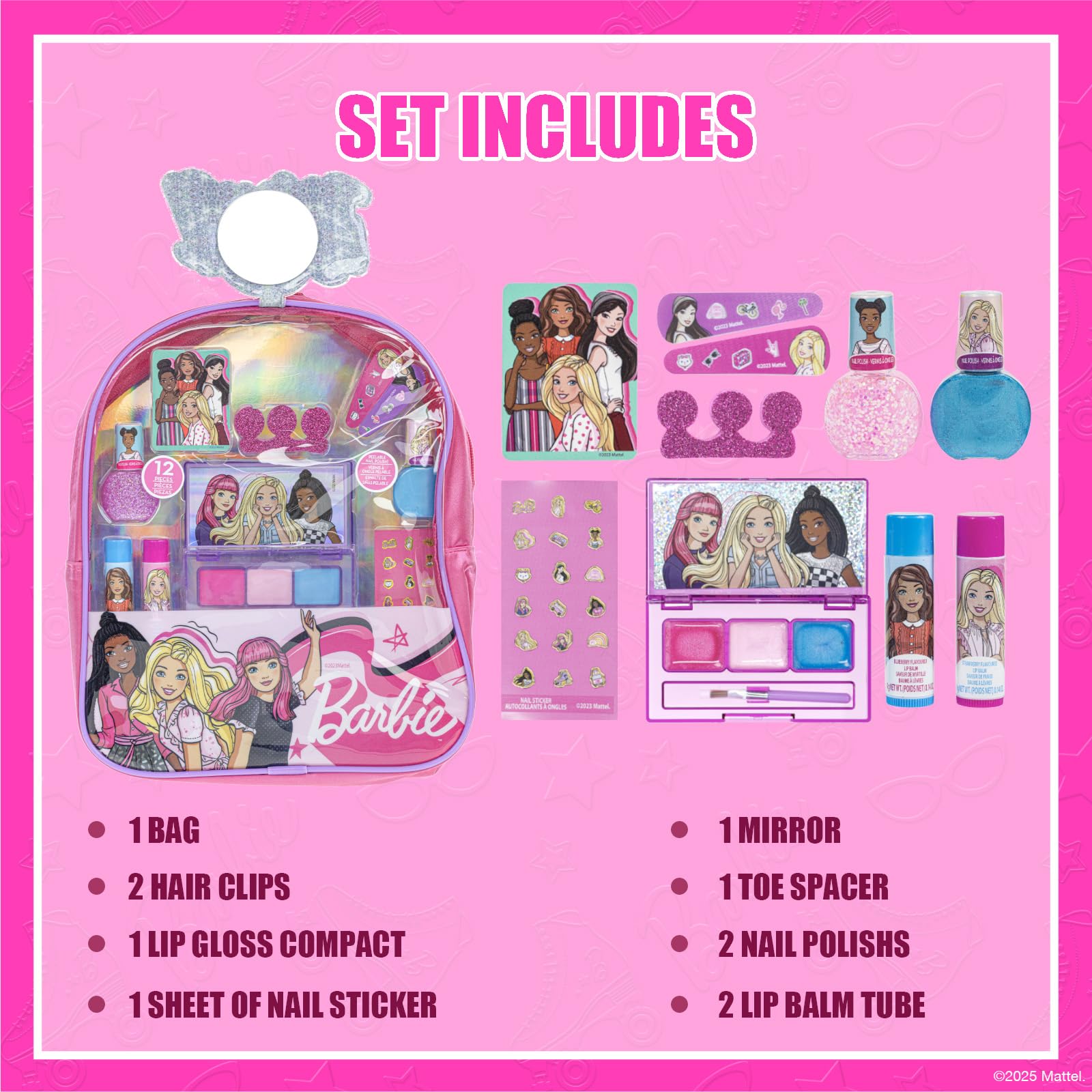 Barbie Sac à Dos Maquillage Enfant Coffret Beauté Filles Cadeau
