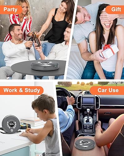 Miniatura 8 de Greadio Reproductor de CD portátil con Bluetooth, transmisor FM para uso doméstico en automóvil, reproductor de CD de disco recargable con