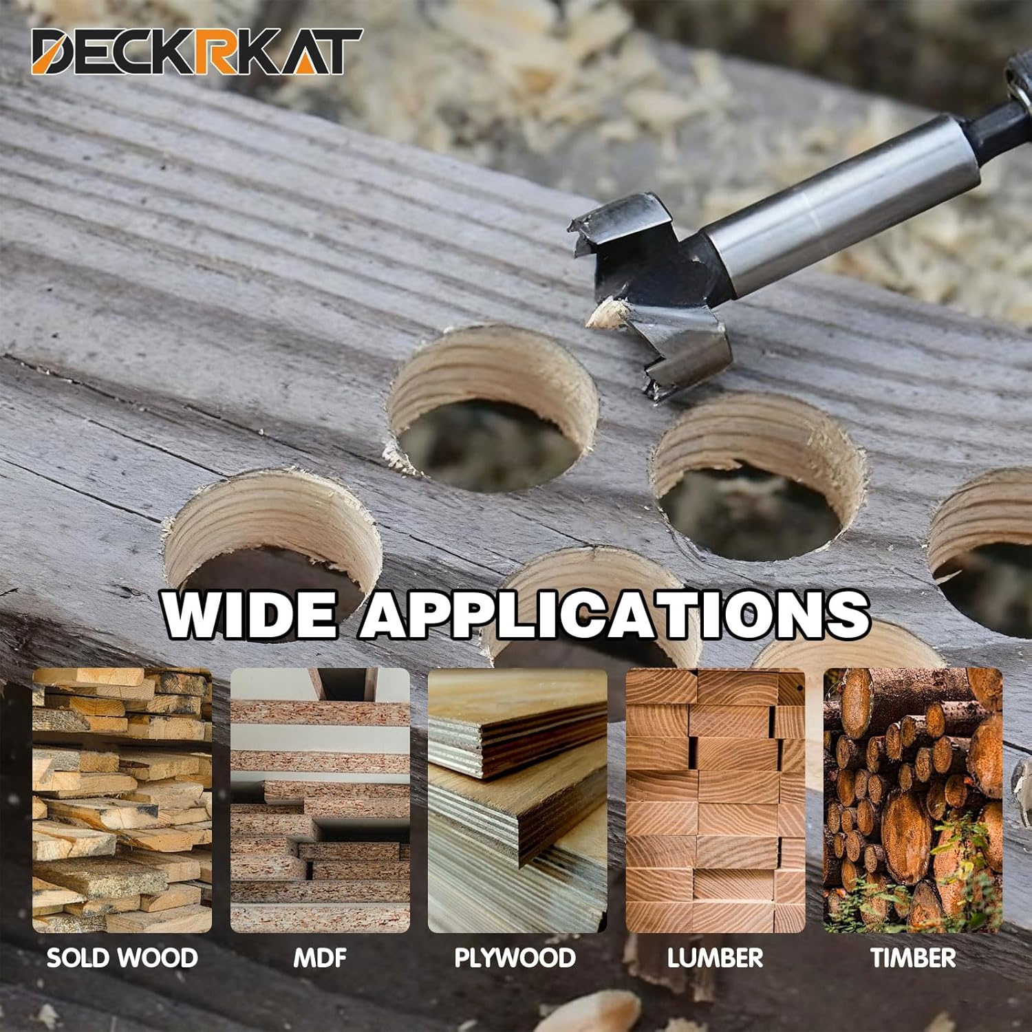 DECKRKAT 3" Forstner Drill Bits - Smooth Flat Bottom Drill Bits for Wood, Hard & Soft Wood Drilling, Hex Shank Fits Drills/Drill Presses.