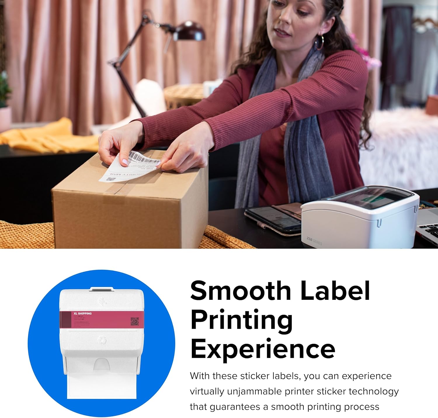 ZEBRA ZSB Series Labels - Potato Starch-Based Printer Label Paper - Recyclable Cartridge for Stickers - Versatile, Cloud-Based Adhesive - Shipping, 4" x 6"