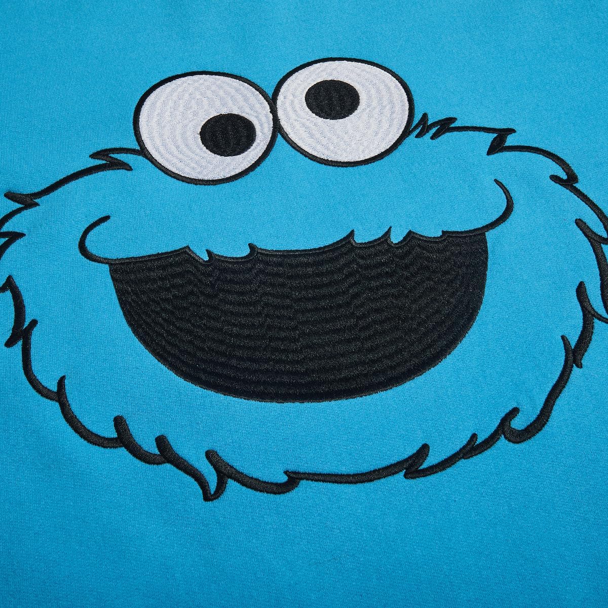 Sesame Street Big Face Cookie Monster Blue Crew Neck Long Sleeve Oversized Fleece Sweatshirt - Image 6