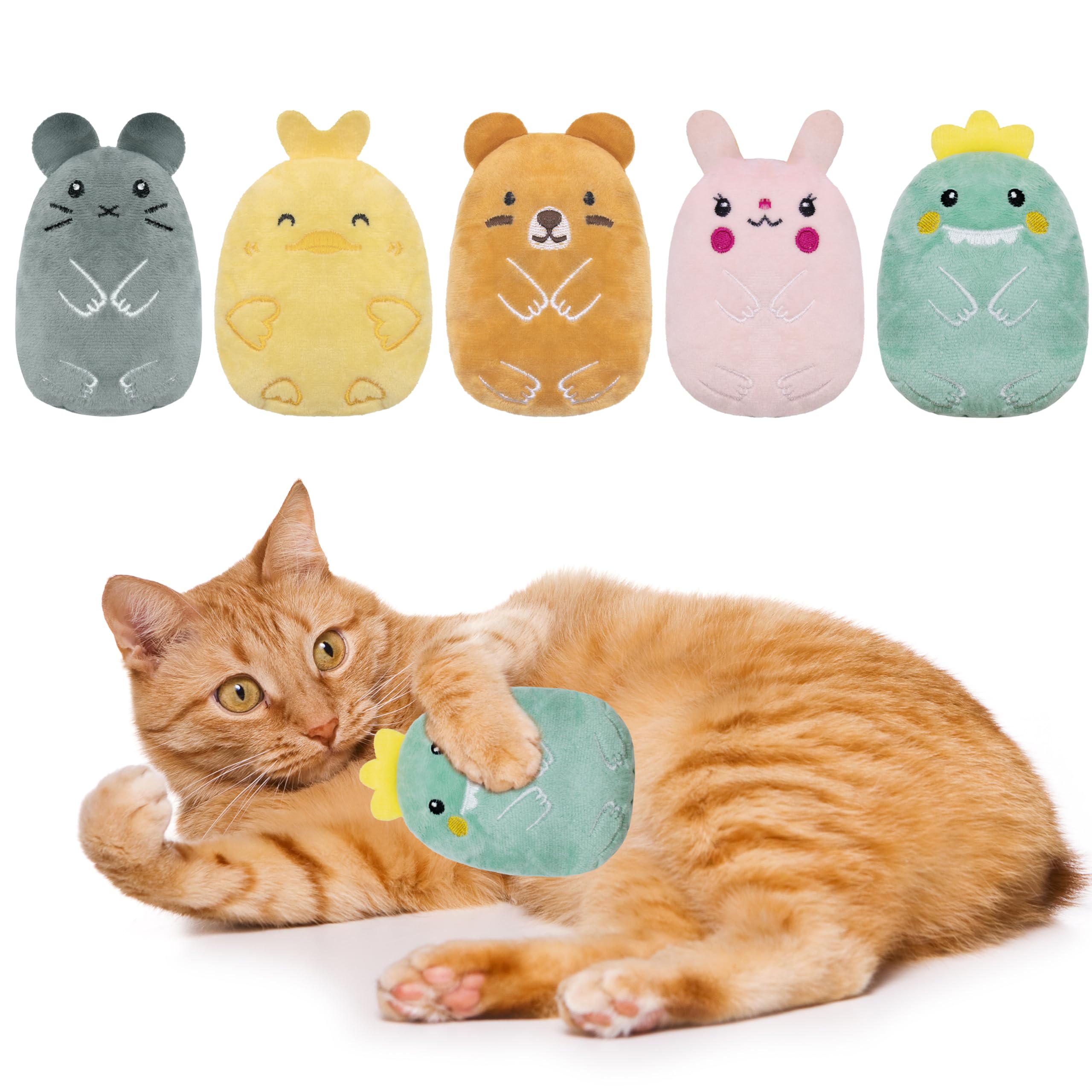 Maiiu 5pcs Crinkle Sound cat Toys, Funny cat Toys, bite Resistant cat Toys, Indoor Cartoon cat Toys for cat,cat chew Toys.
