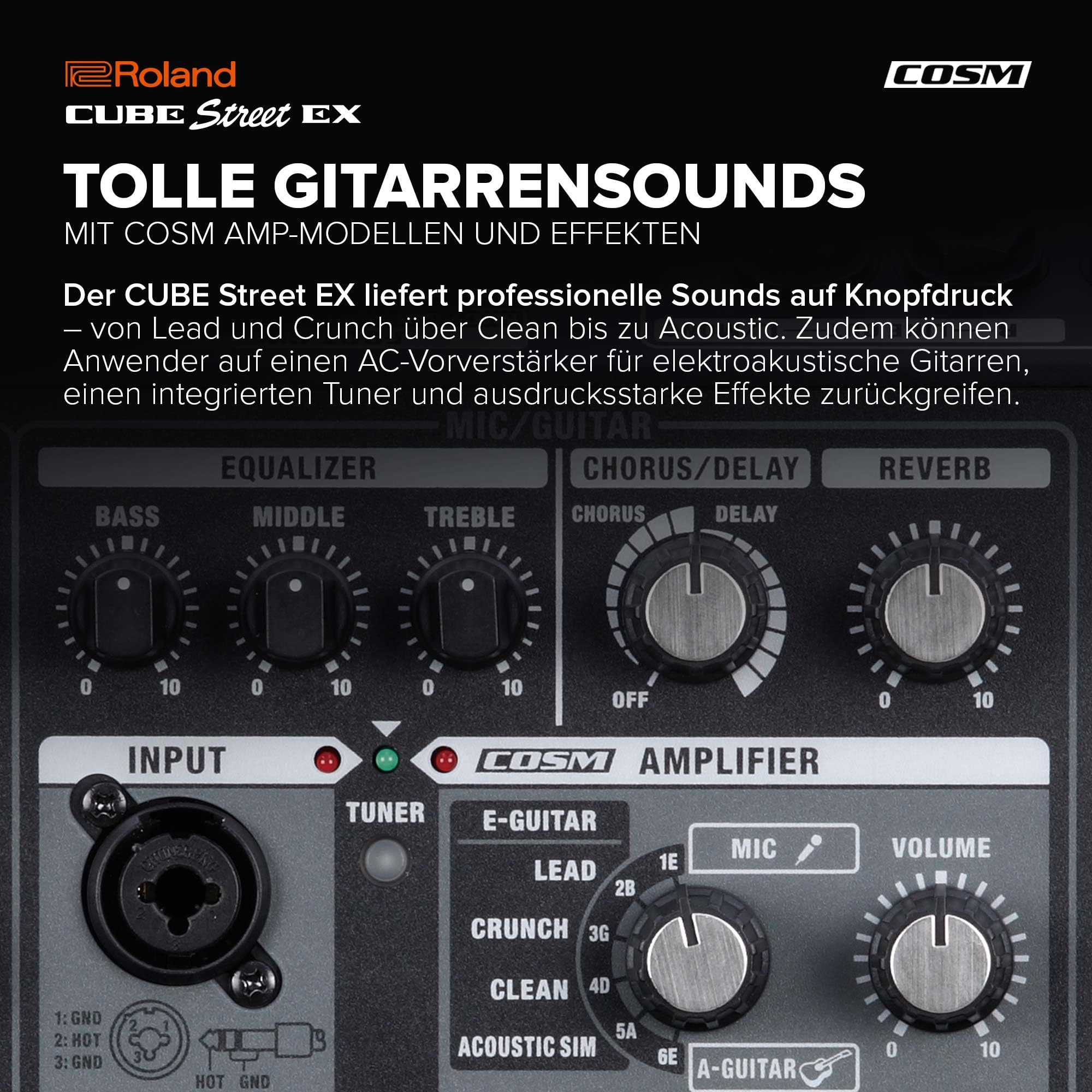 Roland Cube Street EX | Batteriebetriebener 50W Stereoverstärker | Transparenter, dynamischer Sound | Ideal für Outdoor-Performances | Anschluss von Mikrofonen, Instrumenten & Audiogeräten