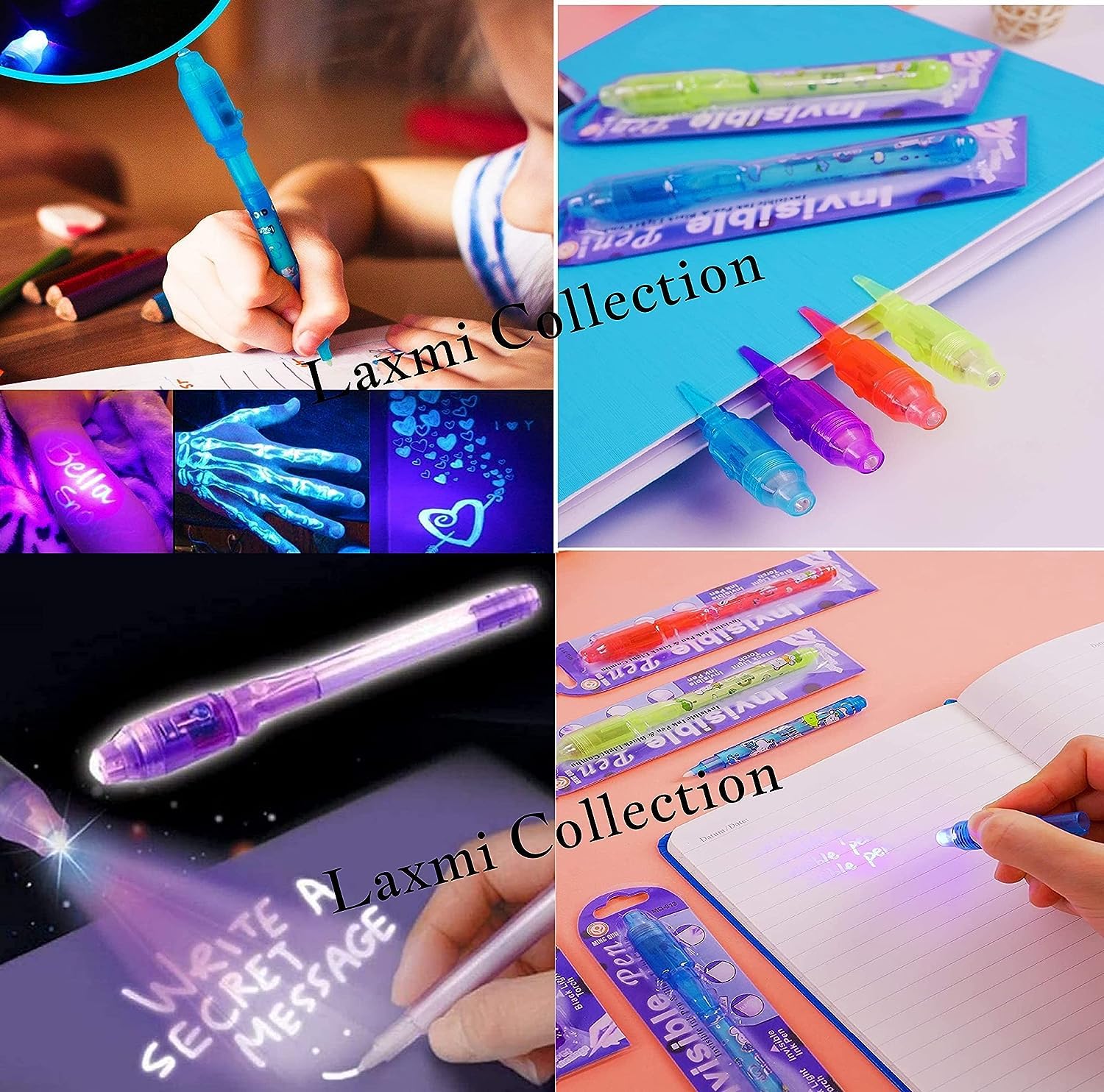 Laxmi Collection 50 Pcs Invisible Ink Magic spy Pen with UV-Light kids magic bookmark for secret message and party favor for bag-Multicolor (Pack Of 50) 3