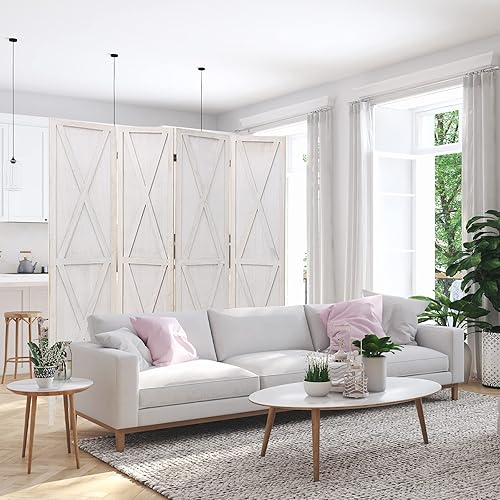 Miniatura 7 de ECOMEX Divisor de habitación de madera de 6 pies, divisor de habitación y divisor de habitación de 6 pies, pantallas de privacidad plegables, doble