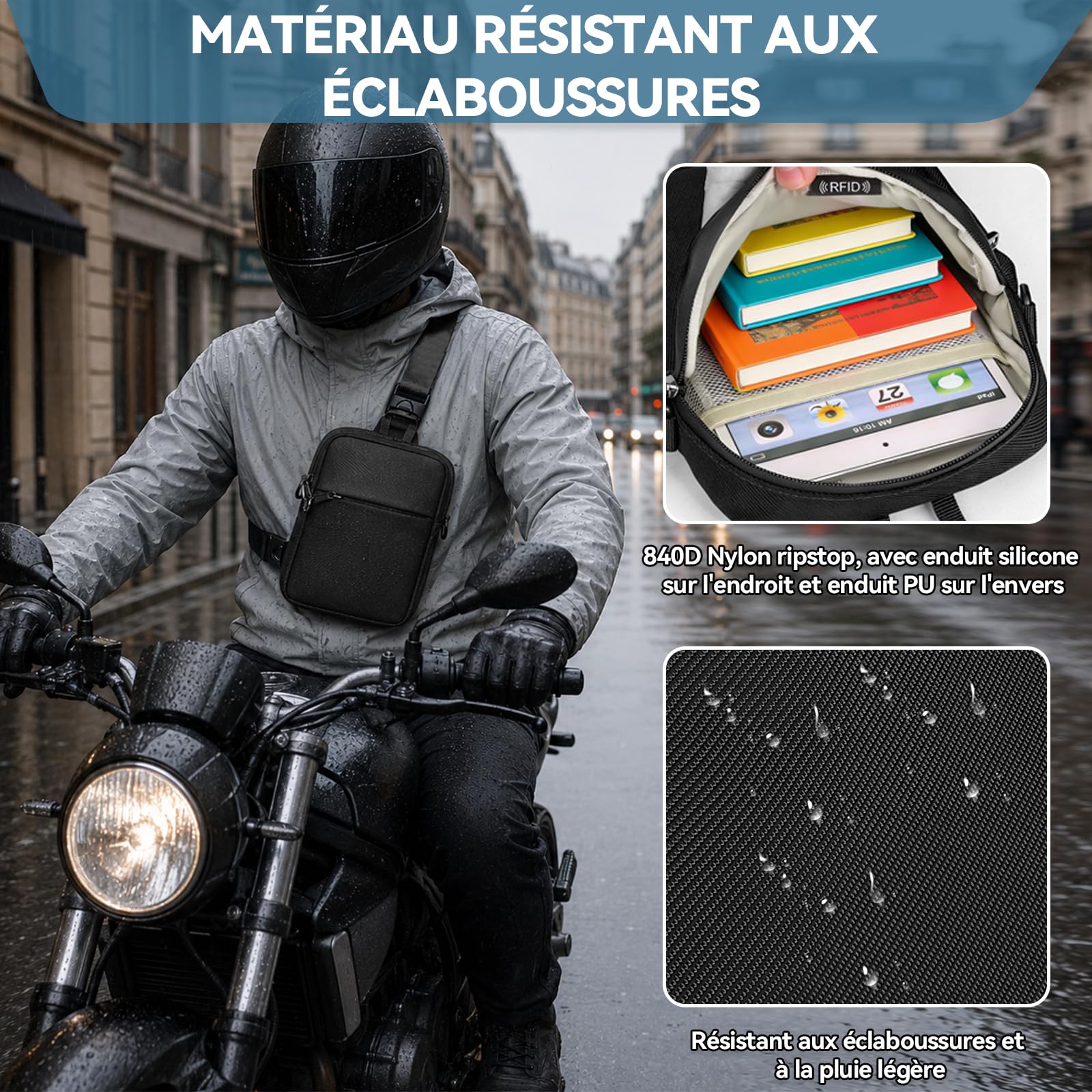 Eshow Sac À Bandoulière Avec Serrure À Glissière Et Poche Rfid, Sac Antivol Pour Hommes Et Femmes, Sac Étanche Pour Le Travail, Les Voyages, La Randonnée Et L'usage Quotidien