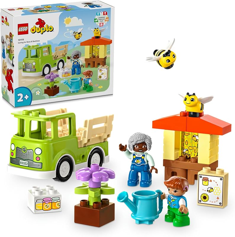 Lego My City Duplo Cuidado de Abejas y Colmenas, Juguete Educativo para Niños y Niñas, 2 Figuras de Abejas y Camión, Set de Construcción, Regalo de Pascua para Niños y Niñas a Partir de 2 Años 10419