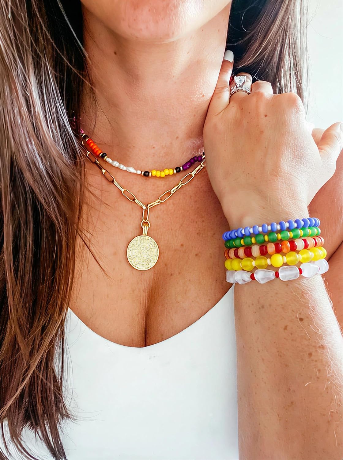 LILIE&WHITE Colorful Bead Stackable Stretch bracelet sets for Women Trendy Statement Bracelets Summer Beach Layered Jewelry Gift for Her image 3
