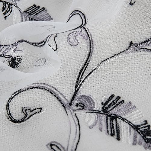 Miniatura 7 de VOGOL Cortinas traslúcidas extralargas para puerta de patio, cortinas traslúcidas extralargas para habitación corrediza, cortina bordada de vid con