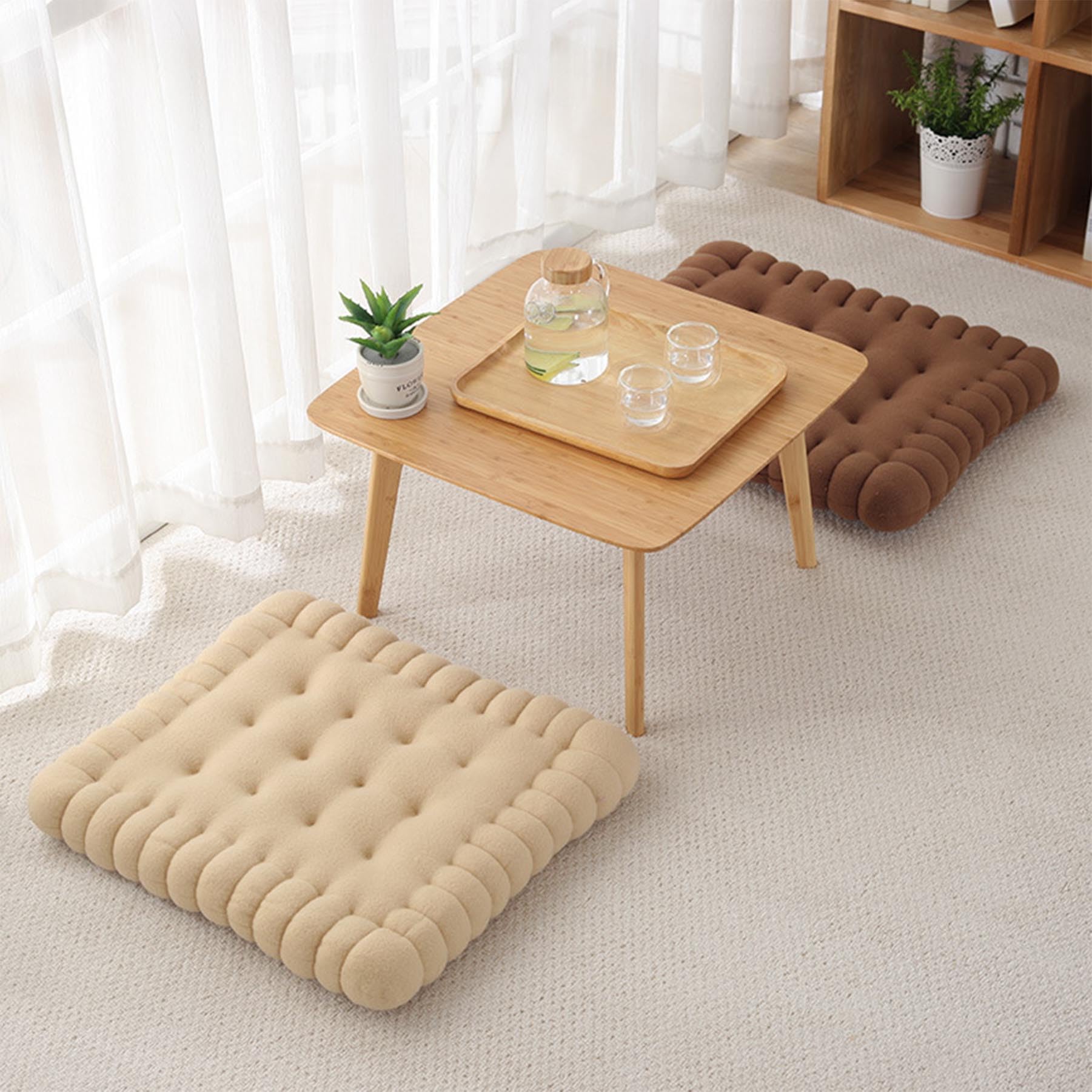 Cuscino da pavimento morbido e accogliente, creativo, a forma di bio, per yoga e soggiorno, marrone, 50 x 60 cm, ideale per meditazione, relax e decorazione della casa