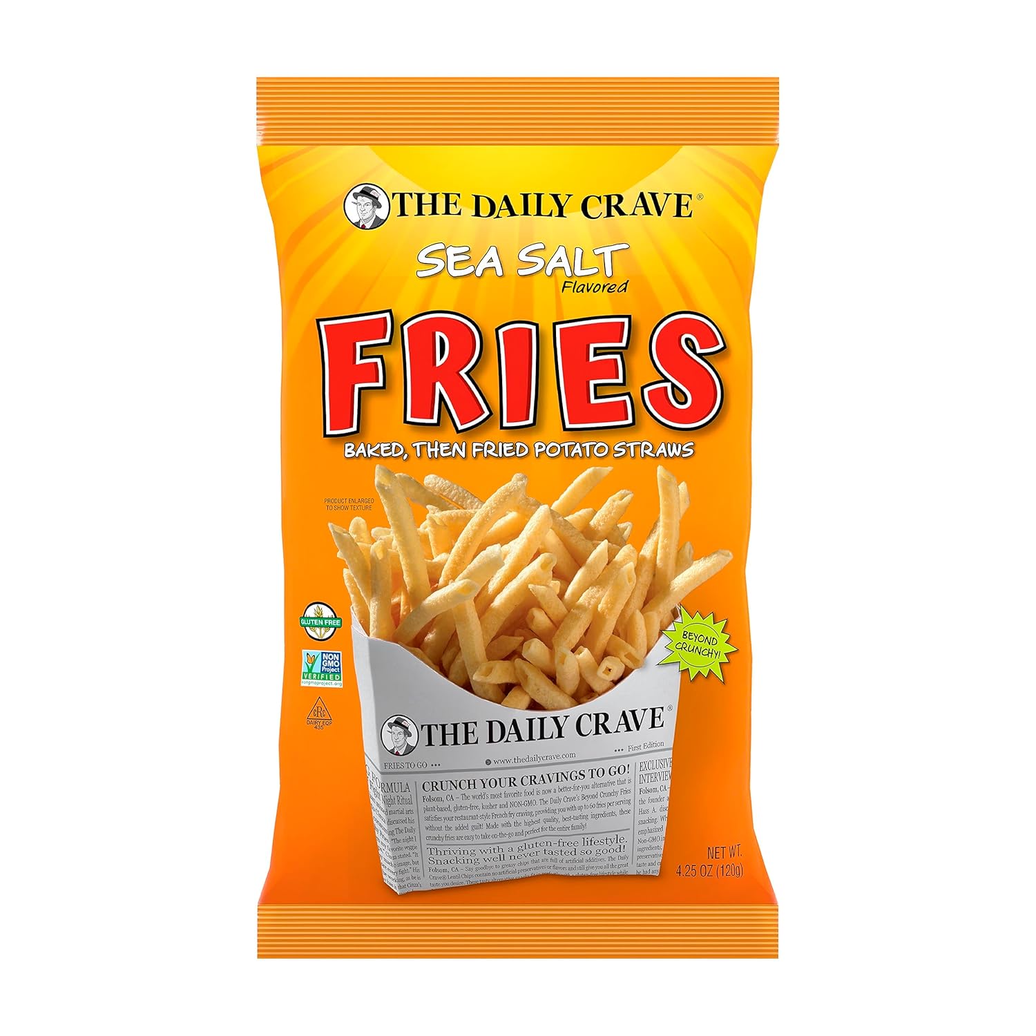 “Best by 04/08/25”The Daily Crave Sea Salt Fries - Gluten Free, Non-Gmo, Kosher, Crunchy - 4.25 Oz (Pack Of 8) Sea Salt Fries 4.25 Ounce (Pack of 8)