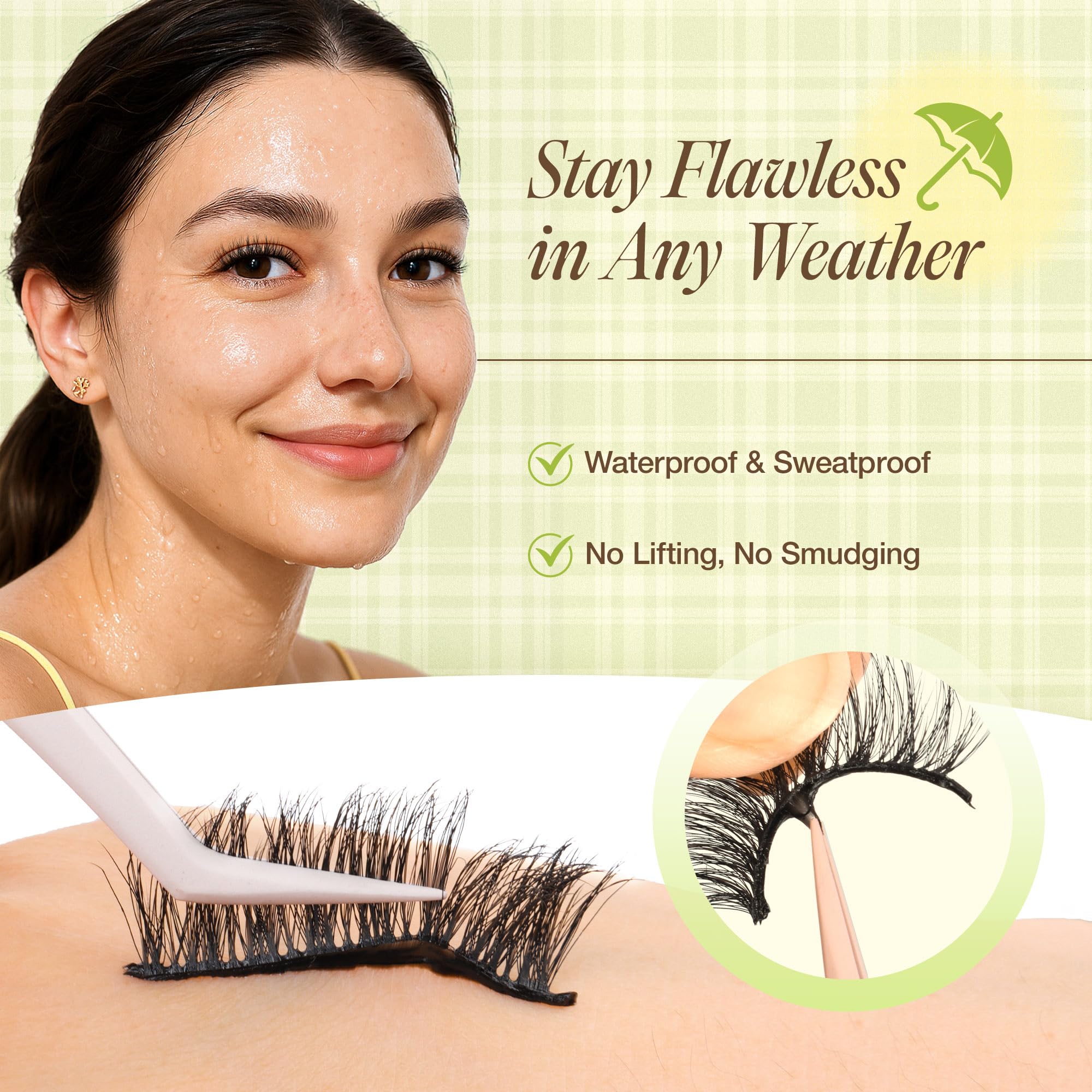 LASHVIEW Self Adhesive Eyelashes Natural Look Press On Lashes No Glue Need Eyelashes Reusable Cat Eye Wispy Self-adhesive False Lashes with Replacement Adhesive Strips 5 Pairs(CV122)