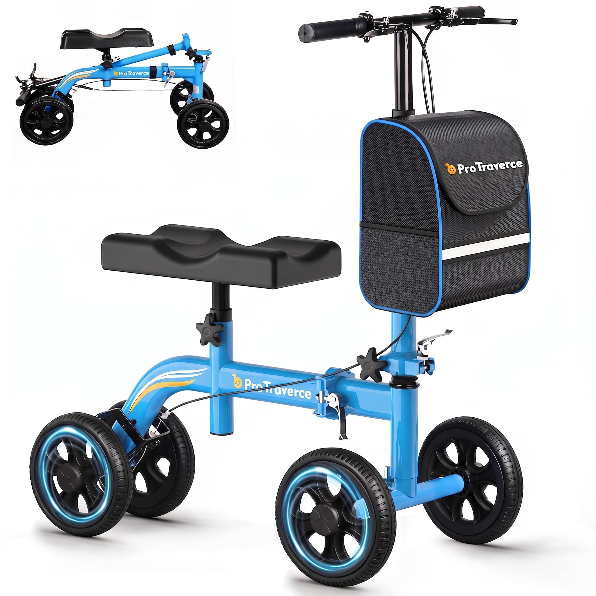 Knee Scooter for Adult for Foot Surgery – Foldable & Steerable Knee Walker, with All Terrain Wheels, Comfort Knee Pad for Foot Surgery & Ankle Injury Recovery, Compact Crutch Alternative,Black — Amazon image 10