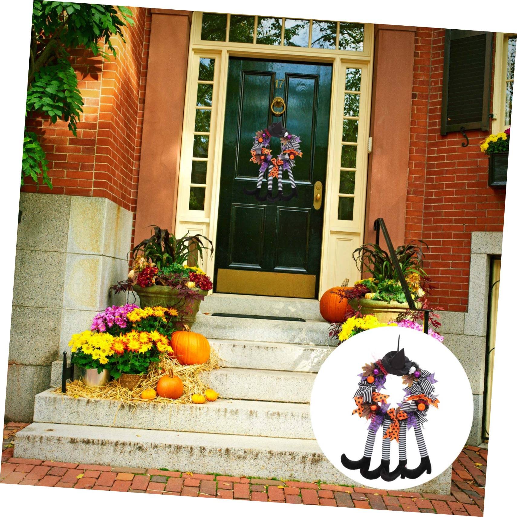 1stück Halloween-Kranz Mit Kürbis-Skelett- Hängende Wanddekoration Für Tür Gruselige Fotorequisiten Für Halloween-feiern Und Festlichkeiten Geeignet Für Innen Und