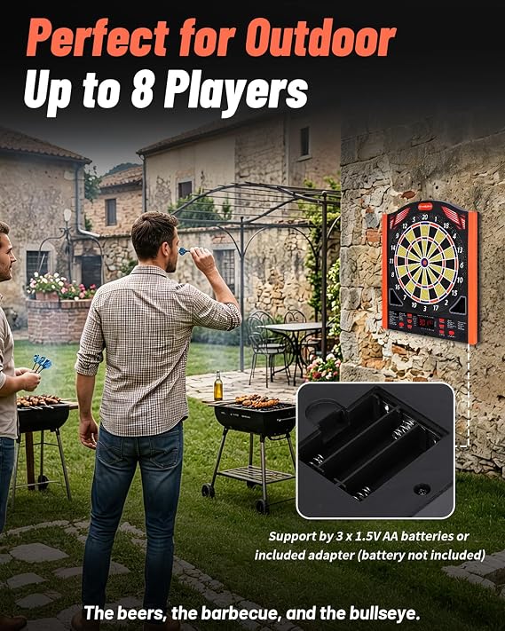 WIN.MAX Electronic Dart Board with Laser Toe Line, Soft Tip Digital Dartboard Set for Adults, Auto Scoring Dartboard with 12 Darts 100 Tips, Adapter/Batteries Use, Wall Mount for Home Bar or Outdoor