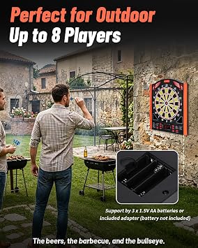 WIN.MAX Electronic Dart Board with Laser Toe Line, Soft Tip Digital Dartboard Set for Adults, Auto Scoring Dartboard with 12 Darts 100 Tips, Adapter/Batteries Use, Wall Mount for Home Bar or Outdoor