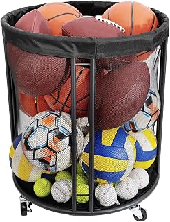 Genérico Almacenamiento De Pelotas | Organizador de Balones Deportivos | Caja Organizadora Portátil con Malla de Gran Capacidad para Exterior Jardín Terraza Deportes