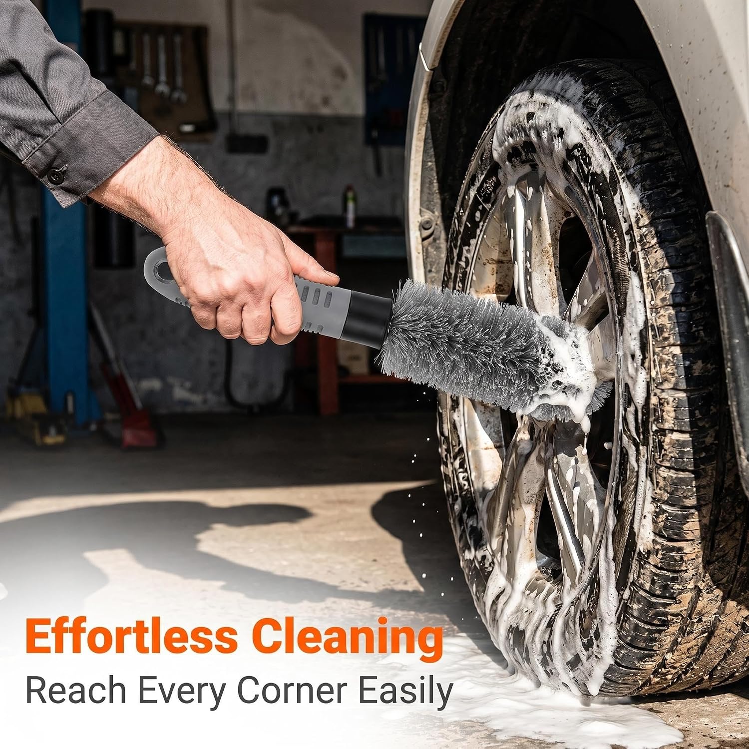 Car Wheel Tire Brush Kit, 3PCS Cleaning Brushes for Tire, Rim & Spoke, Microfiber & Soft Bristle Brushes for Car, Truck, Motorcycle, Bike Wheels, Auto Detailing Wash Tools