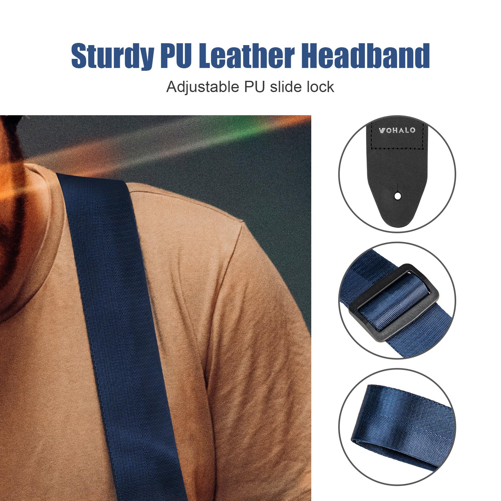 VOHALO Guitar Strap Adjustable Nylon Strap Length 36-60 Inches for Acoustic Electric Guitar Bass Strap Includes Picks and Accessories (Blue) - Image 2