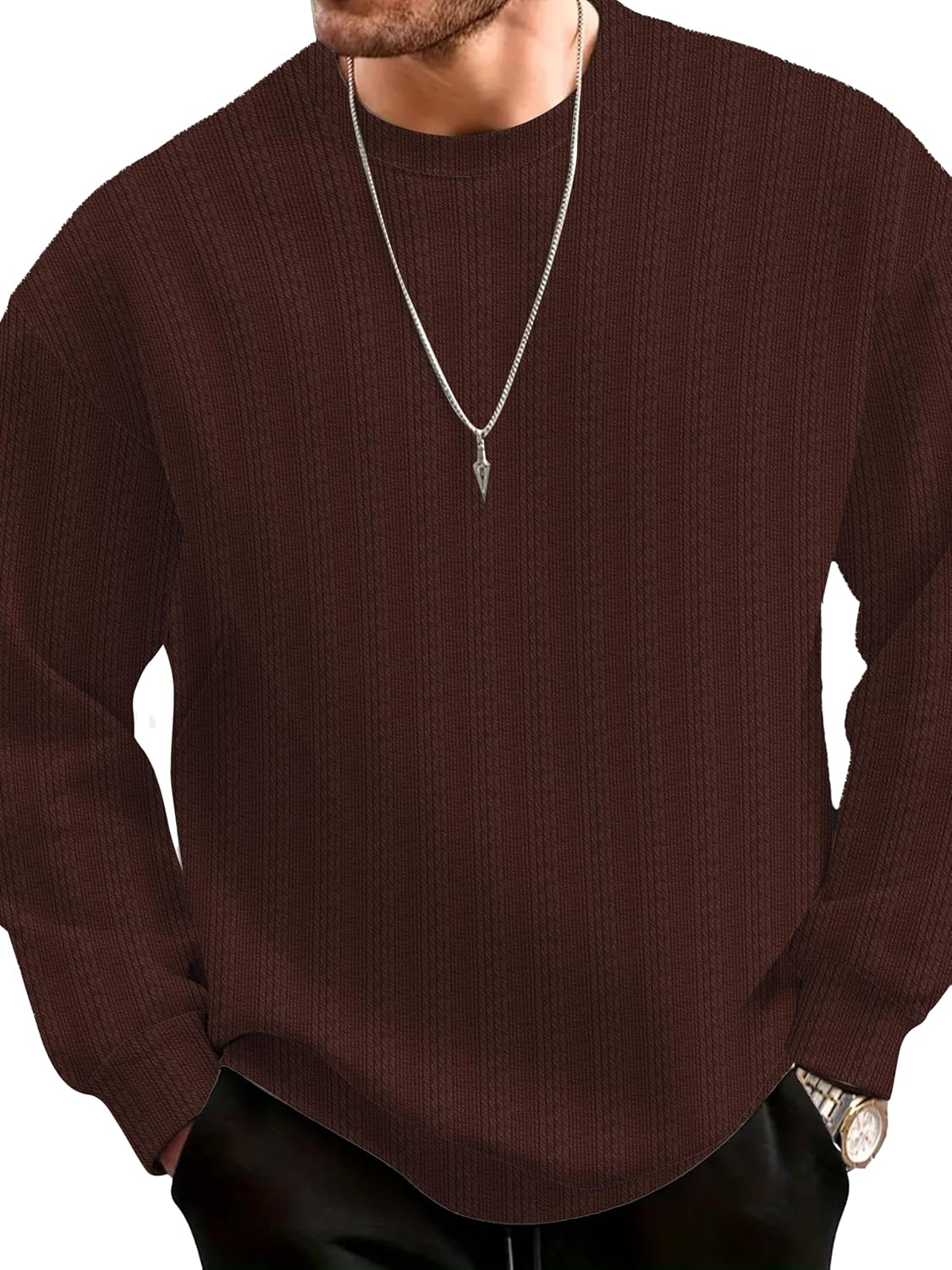 KAJARU Men's Polyster Lycra Regular Fit T-Shirt with Full Sleeve Round Crew Neck Standard Length and Classic Style
