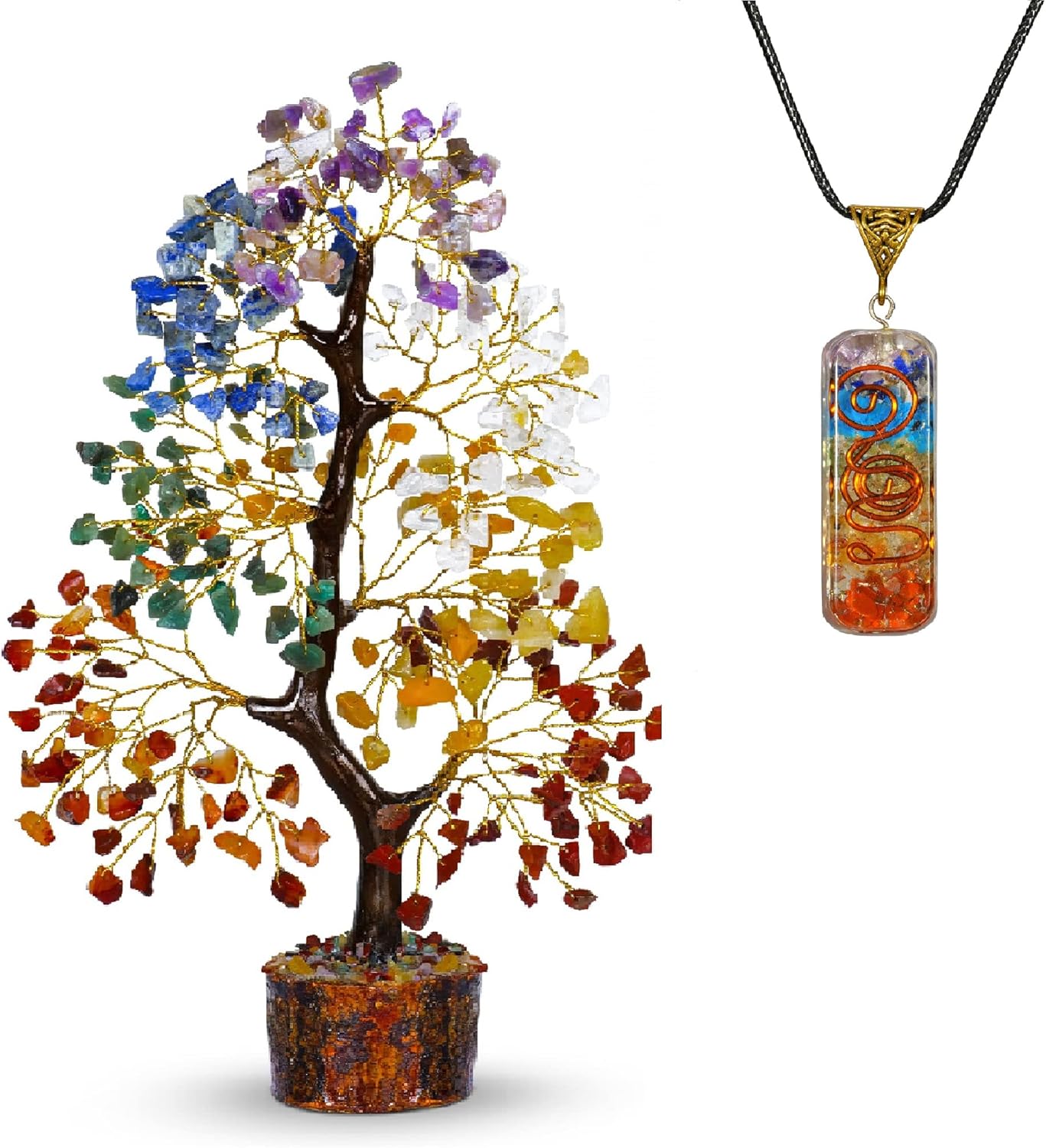 Crystals & Healing Stones: Chakra Tree of Life – 7 Chakra Crystal Tree for Positive Energy – Feng Shui Decor – Premium Meditation Accessories