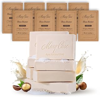 Mary Case Goat Milk & Shea Butter Bar Soap Set of 8 | Natural Soap with Olive & Coconut Oils | Fragrance-Free Bath Soap for Men & Women | Deep Nourishing & Soothing Sensitive Skin