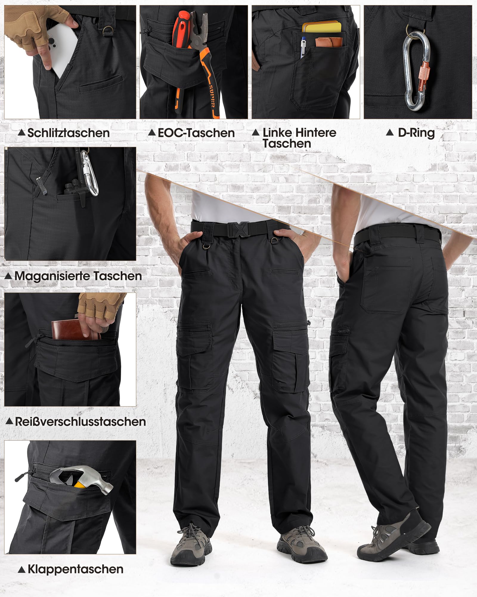 IGOLUMON Arbeitshosen Männer Cargohose Herren Stretch mit Vielen Taschen | Arbeitshose Herren mit Halbelastischer Bund Arbeitskleidung Outdoorhose Taktische Hose für Handwerker, Maler und Bauarbeiter