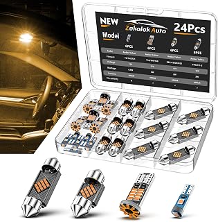 24PCS LED Interior Car Lights, Extremely Bright LED Bulb Kit, Applicable to Dome Map Door Lights and Other Parts Replacement for Your Cars, to Help You See Inside The Car at Night(Yellow)