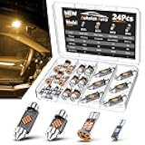 Zakolak 24PCS LED Interior Car Lights, Extremely Bright LED Bulb Kit, Applicable to Dome Map Door Lights and Other Parts Replacement for Your Cars, to Help You See Inside The Car at Night（Yellow）
