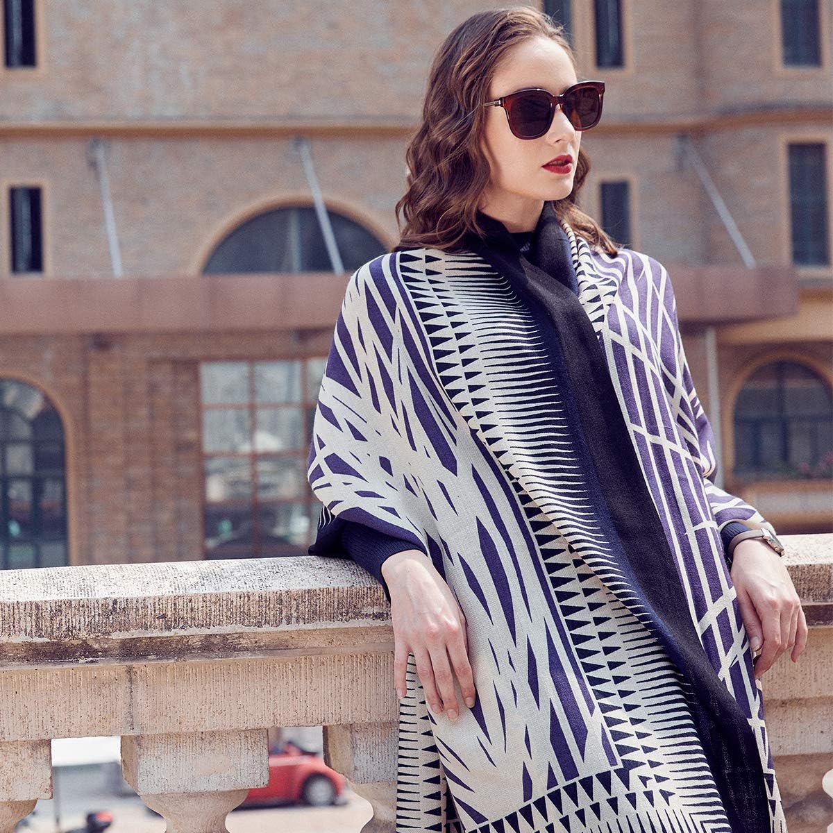 Miniatura 2 de DANA XU 100% Pure Merino Wool Oversized Extra Large Cashmere Pashmina Warm Floral Scarf Shawl And Wrap Dupatta For Women