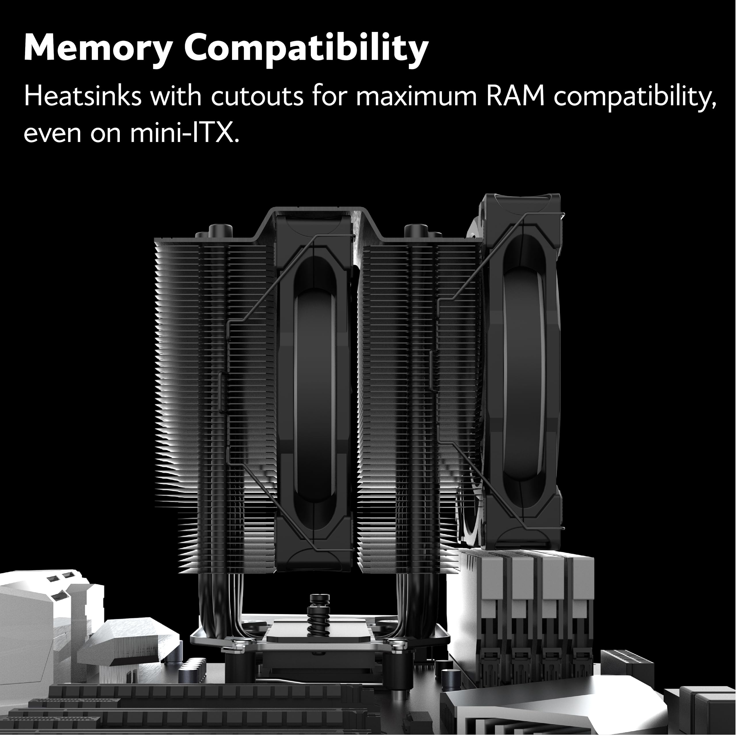 Akasa SOHO H7 Premium Dual Tower 7-Heatpipe chłodzenie procesora z adresowalną RGB, 250 W TDP, wentylator PWM 120 mm, obsługuje Intel LGA 1700/1200/115X/20XX AMD AM5/AM4, AK-CC4026HP01