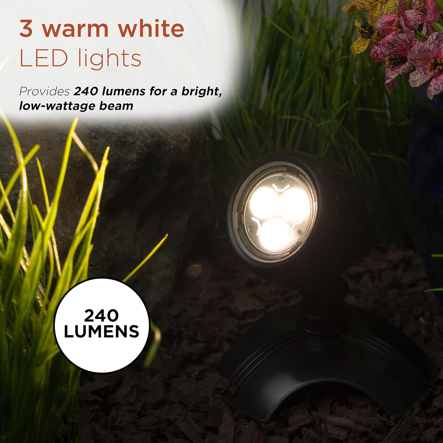 Set of 3 Warm White LED Outdoor Landscape Spotlights
