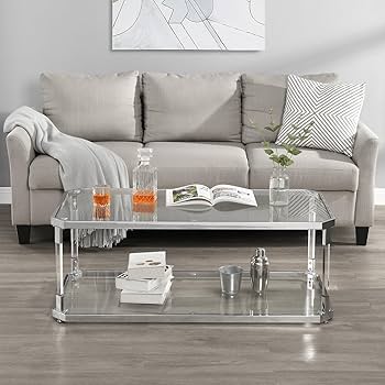 Amazon.co.jp: MINPINSER 2段シルバー長方形ガラスコーヒー