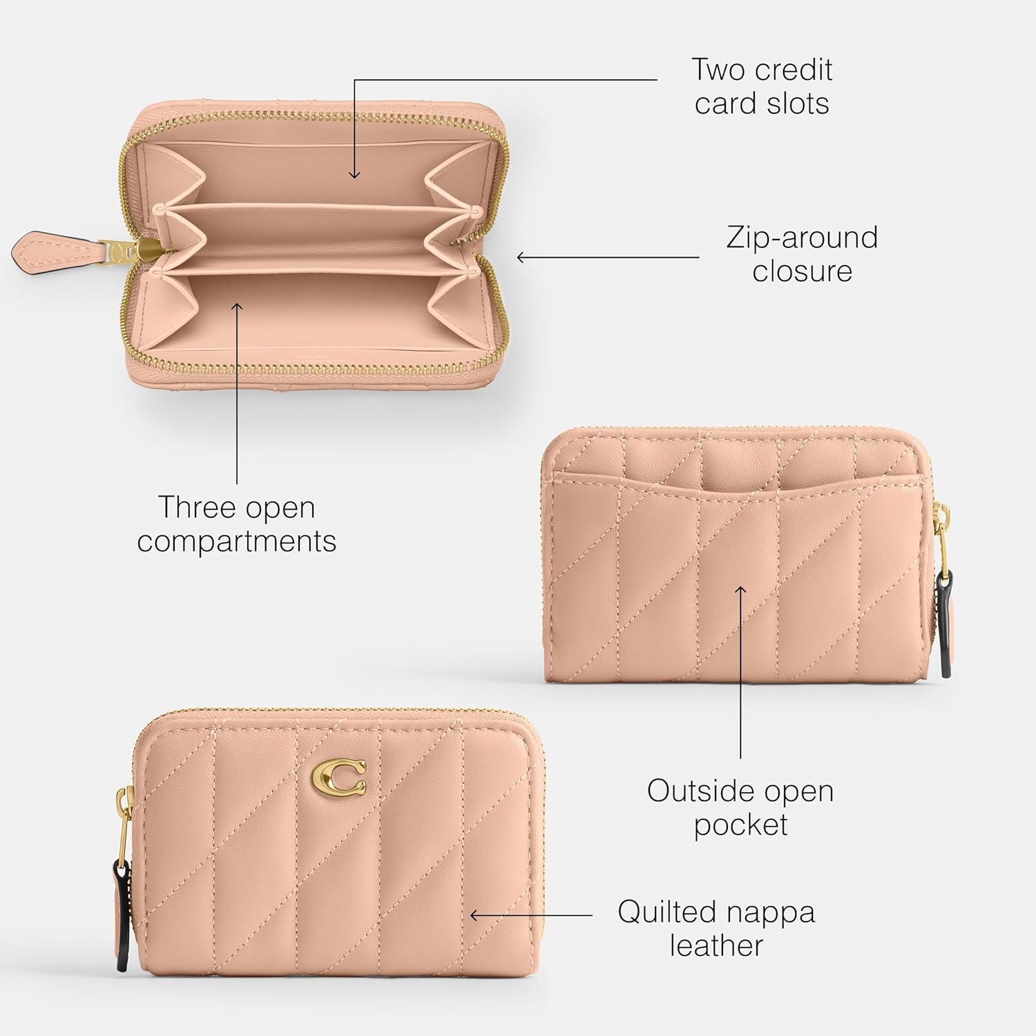 COACH womens Essential Small Zip Around Card Case - Image 3