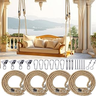 4 Pack Porch Swing Rope Kit Hemp Rope Swing Bed Straps Holds 800 Lbs