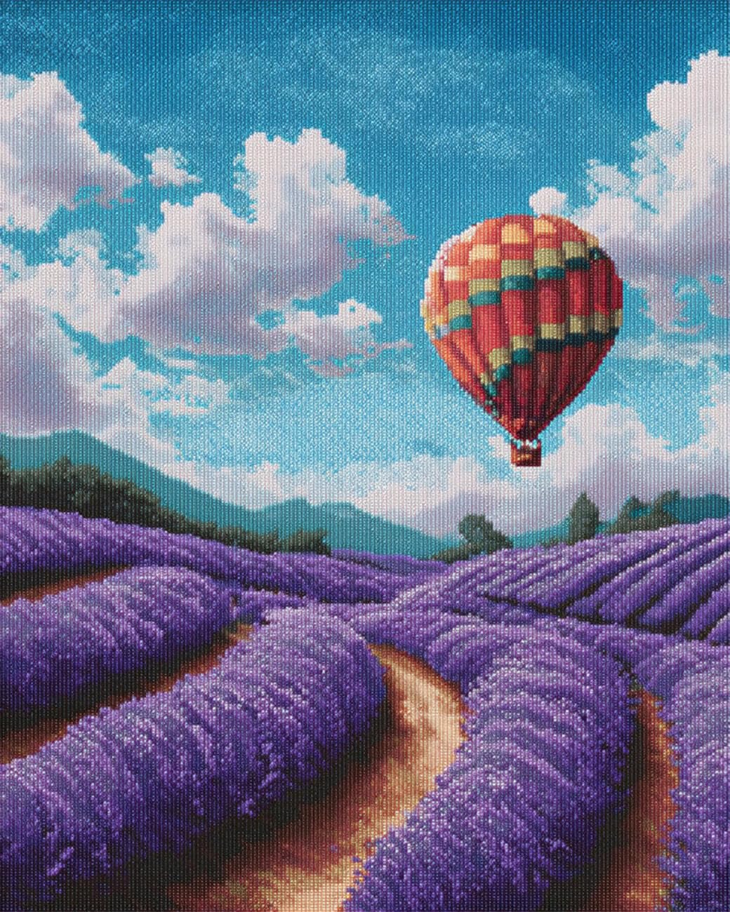 AxiangziK Landscape DIY Rug Making Kit Lavender and Hot Air Balloons DIY Latch Hook Kits Hand Craft Embroidery Tapestry Carpet Rug Making Enthusiasts Gift 39x55in