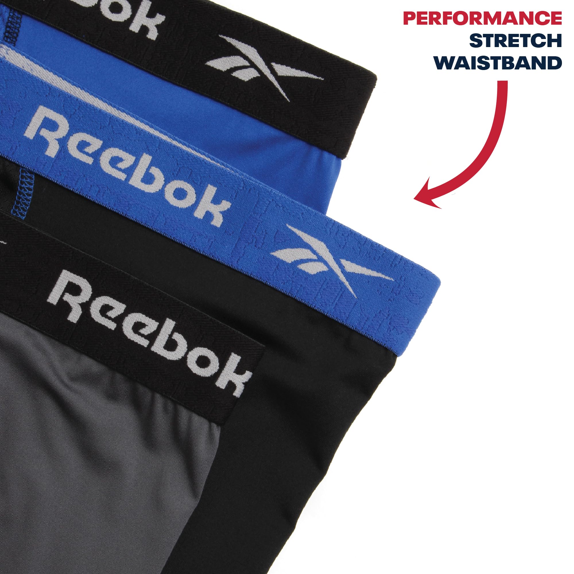 Reebok - Boxer da uomo, taglia grande, alte prestazioni, confezione da 3
