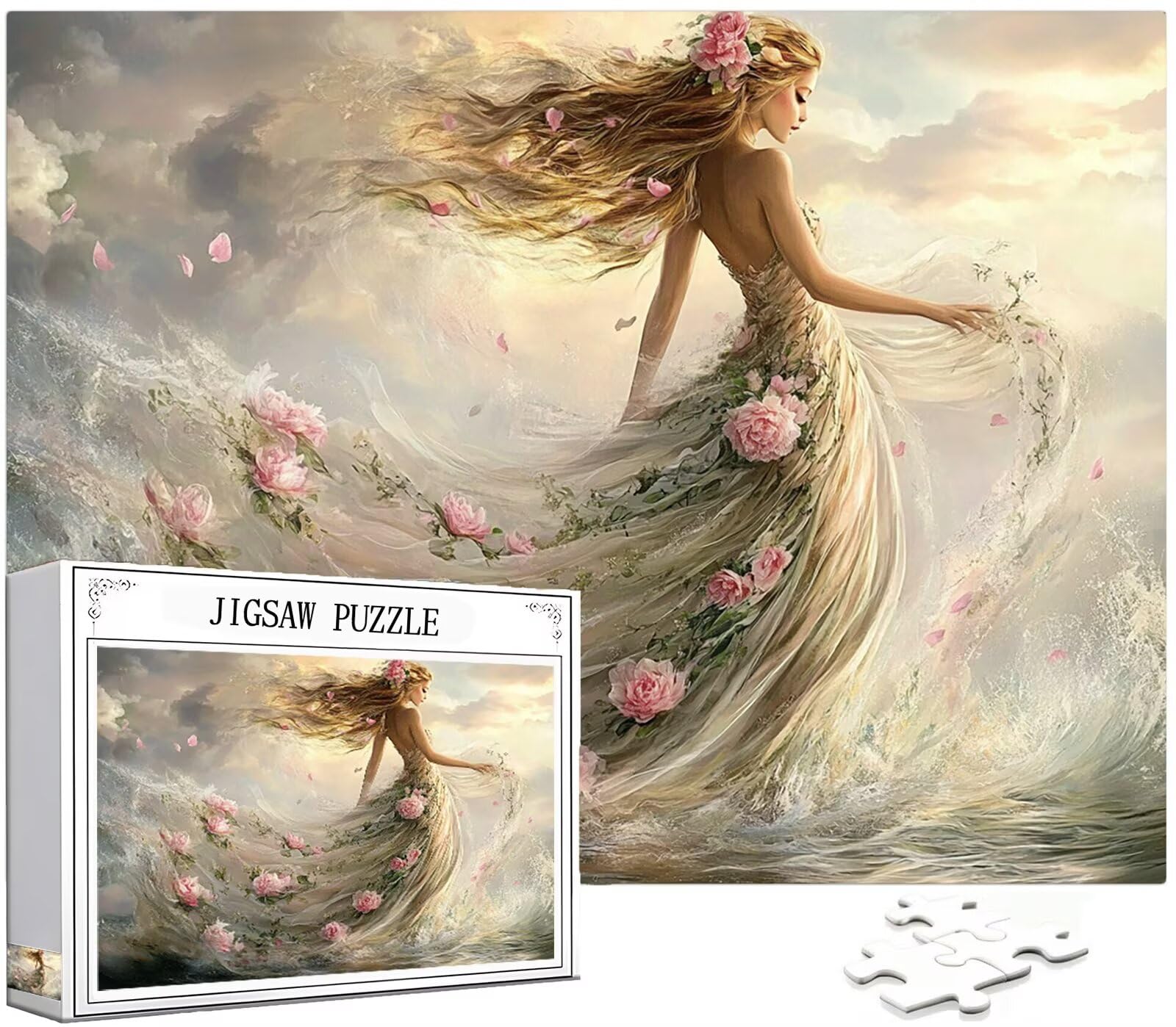 Damskie Puzzle 1000 sztuk Dorosłych, Puzzle Kwiaty Wzór Projekt, Jigsaw Dorosły, 5D DIY Rzemiosło Rodzina Zajęcia z Pakowaniem Pudełka, Dekoracja ścienna do domu, Prezent Kobiety, 75 x 50 cm, Model418