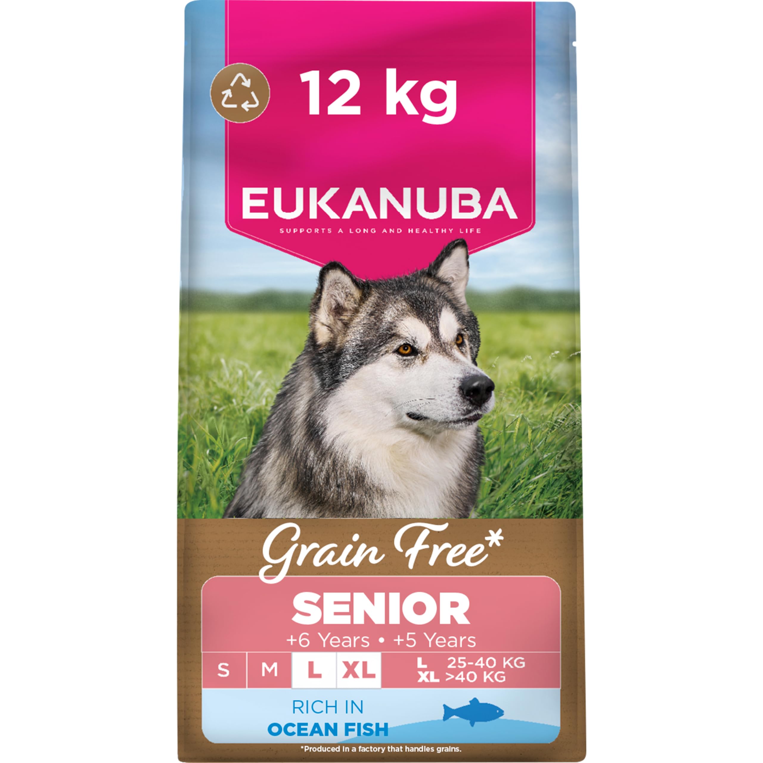 Eukanuba Free Senior Ocean Fish Dog Food - 12Kg Grain Large
