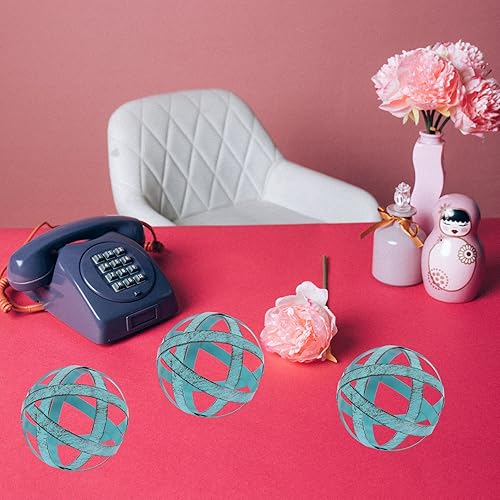 Miniatura 13 de Kesywale 3.3 Inch Decorative Spheres Set of 3, Metal Band Decorative Balls Orbs Metal Spheres Home Decor Accents Dining Table Centerpieces for White