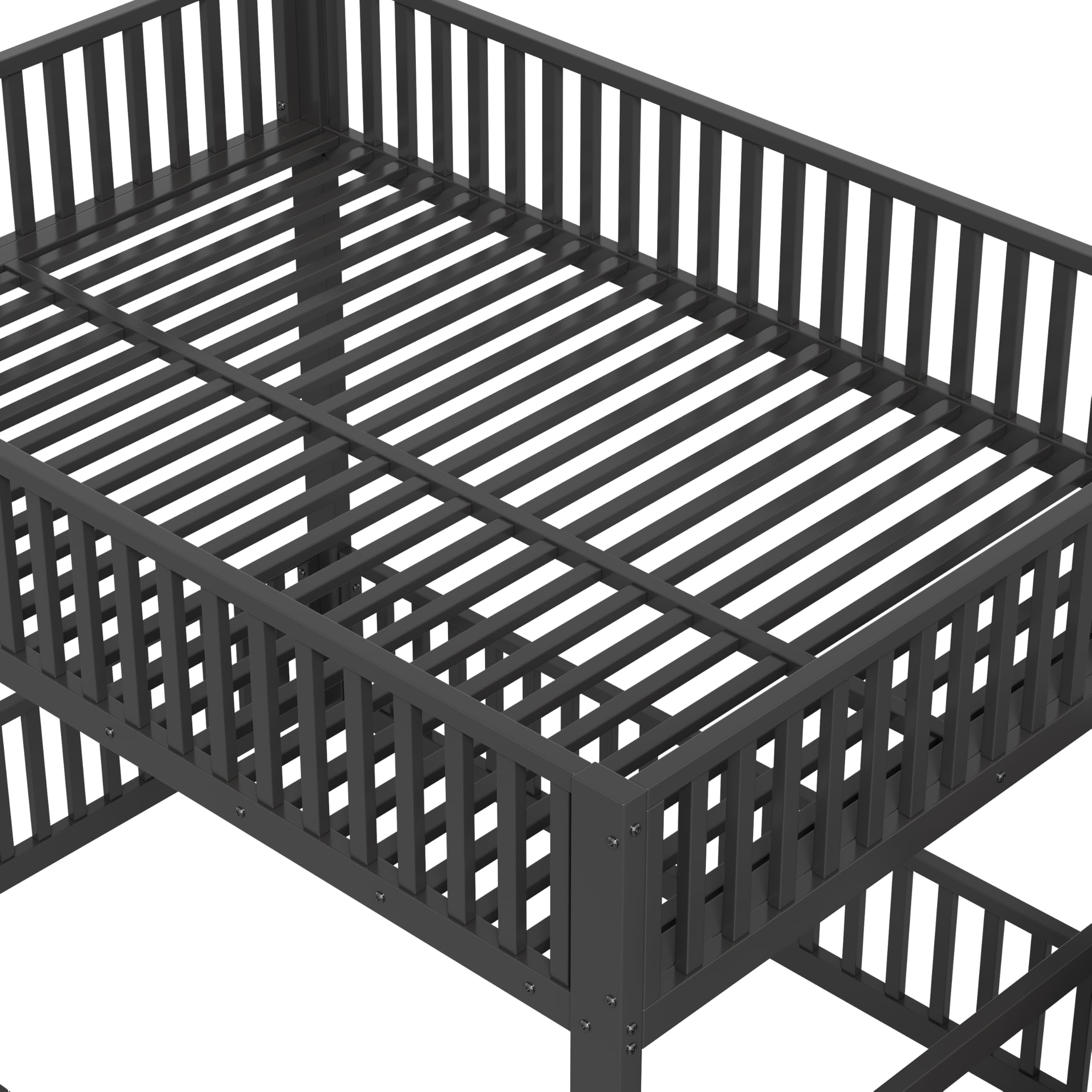 Litera de 140 x 200 cm con escalera de almacenamiento, con LED (negro, 140 x 200 cm)