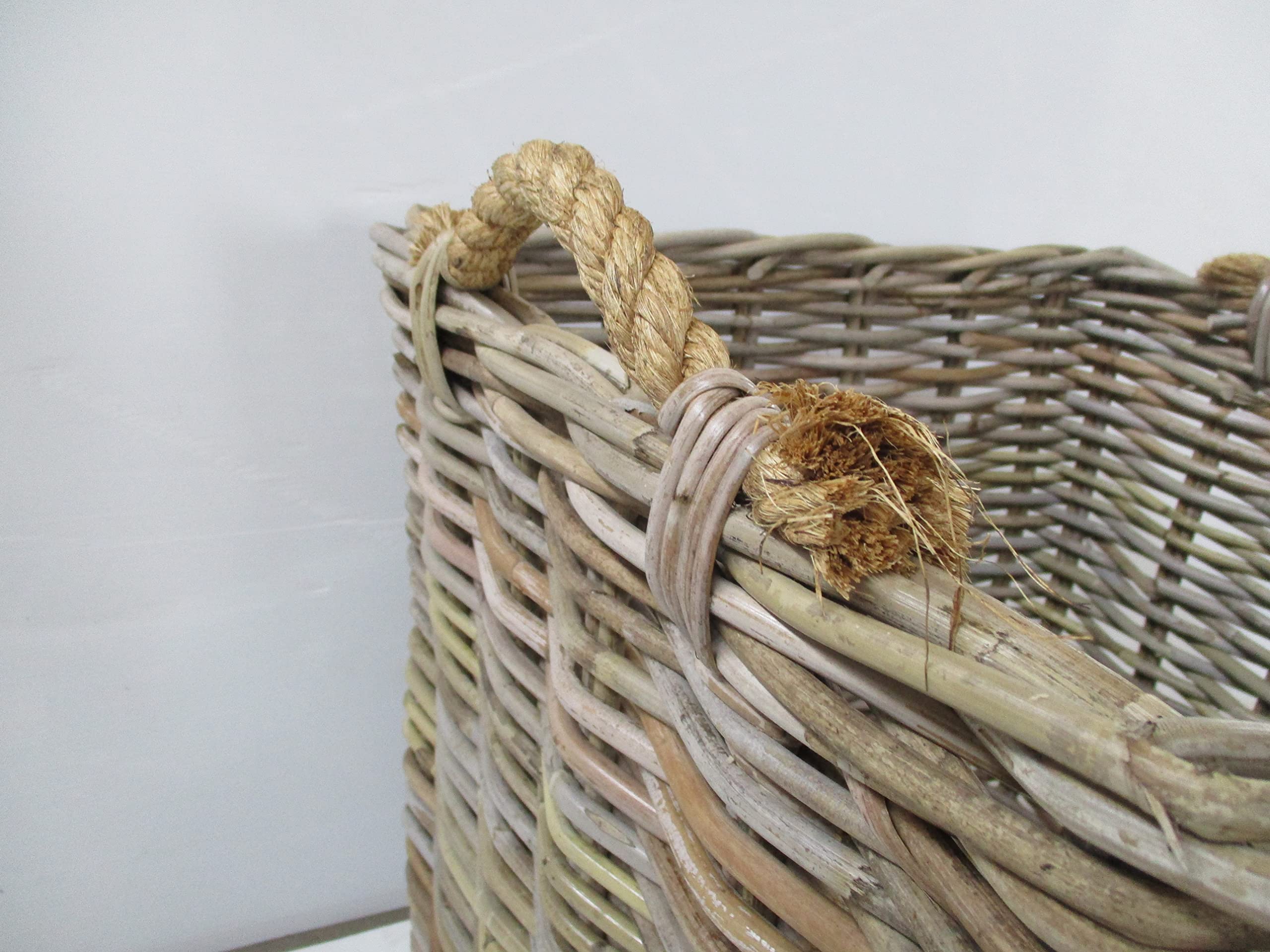 cesto porta legna vimini in giunco cm 51x51x47 h con manici cm 49 molto robusto porta biancheria pellet camino