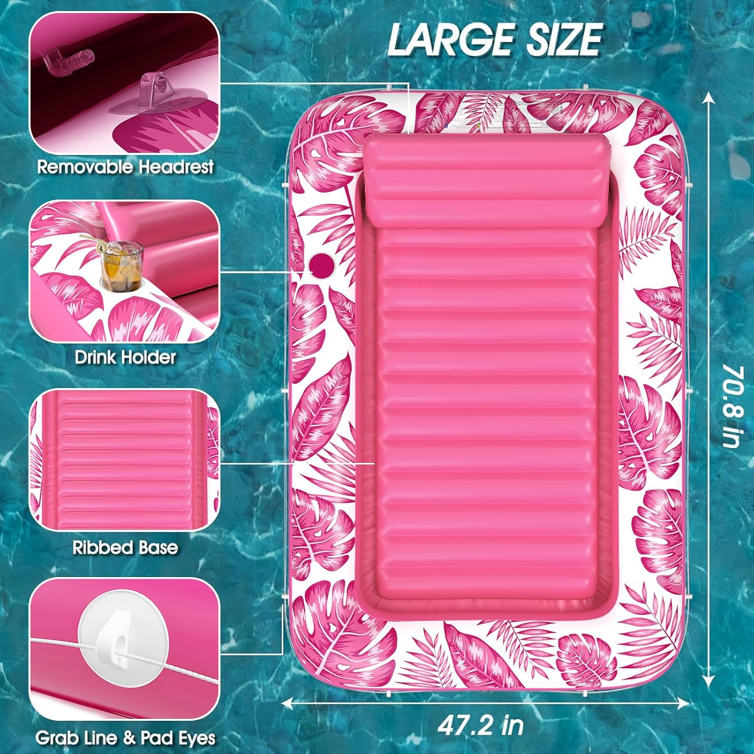 Inflatable Tanning Pool Lounger Float - Jasonwell 4 in 1 Sun Tan Tub Sunbathing Pool Lounge Raft Floatie Toys Water Filled Tanning Bed Mat Pad for Adult Blow Up Kiddie Pool Kids Ball Pit